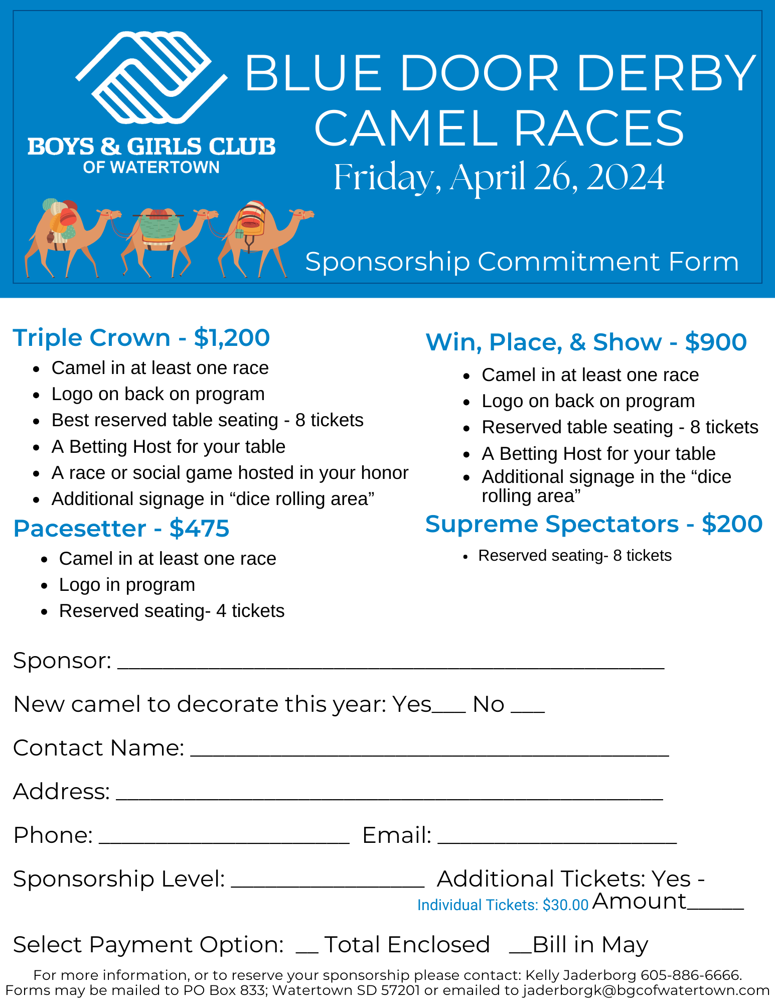 Blue Door Derby Camel Races – Boys and Girls Club of Watertown